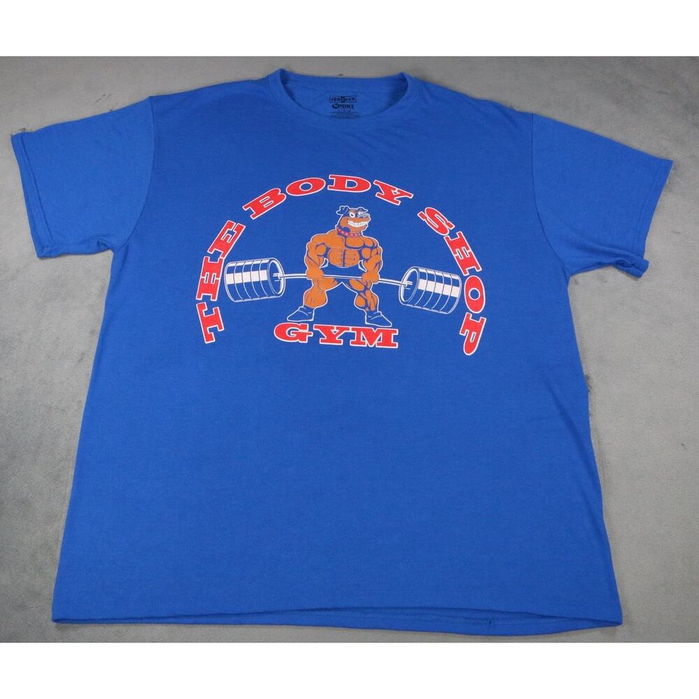 The Body Shop Gym Blue T-Shirt Men’s Jerzees Sport Moisture Wicking Size Large